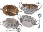 c1902 British Sterling silver Repousse Master salt/spoons set - Estate Fresh Austin