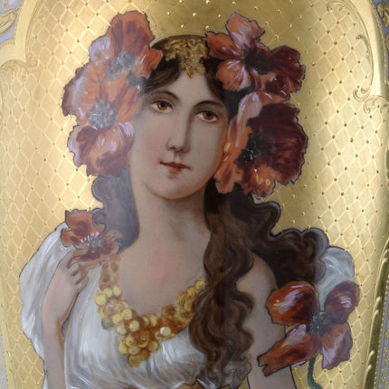 c1910 33cm Hand Painted Royal Vienna Style Art Nouveau Period and style portrait - Estate Fresh Austin