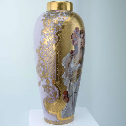 c1910 33cm Hand Painted Royal Vienna Style Art Nouveau Period and style portrait - Estate Fresh Austin