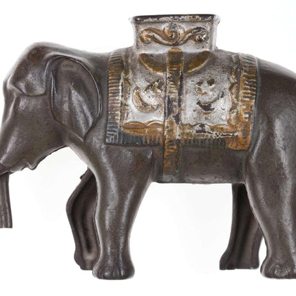 c1910 ac Williams Large Cast Iron Elephant Bank - Estate Fresh Austin