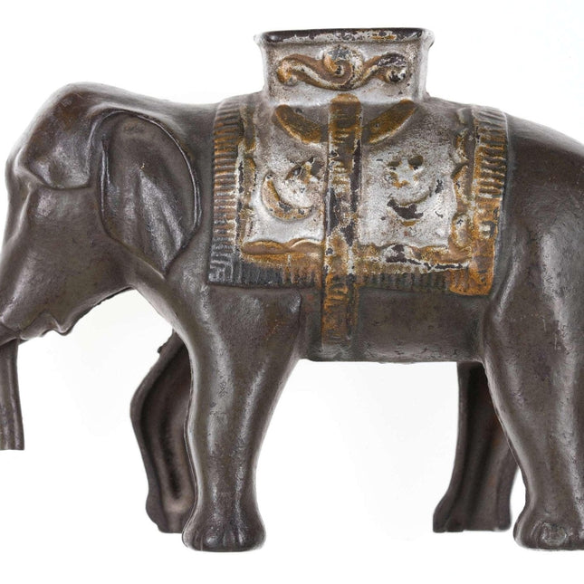 c1910 ac Williams Large Cast Iron Elephant Bank - Estate Fresh Austin