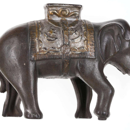 c1910 ac Williams Large Cast Iron Elephant Bank - Estate Fresh Austin