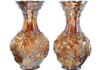 c1910 Amber Loganberry Carnival Glass Vases By Imperial Pair - Estate Fresh Austin