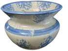 c1910 American Blue & White Stoneware Spongeware Spittoon Cuspidor - Estate Fresh Austin