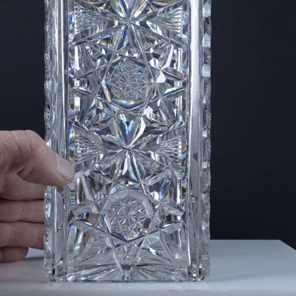 c1910 American Brilliant Period Cut Glass Vase with Alternating Intaglio Panels - Estate Fresh Austin