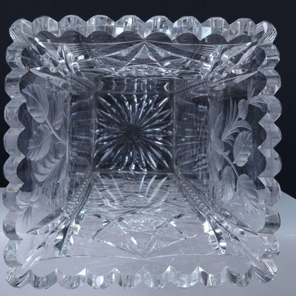 c1910 American Brilliant Period Cut Glass Vase with Alternating Intaglio Panels - Estate Fresh Austin