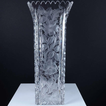 c1910 American Brilliant Period Cut Glass Vase with Alternating Intaglio Panels - Estate Fresh Austin