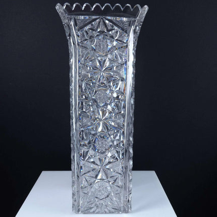 c1910 American Brilliant Period Cut Glass Vase with Alternating Intaglio Panels - Estate Fresh Austin
