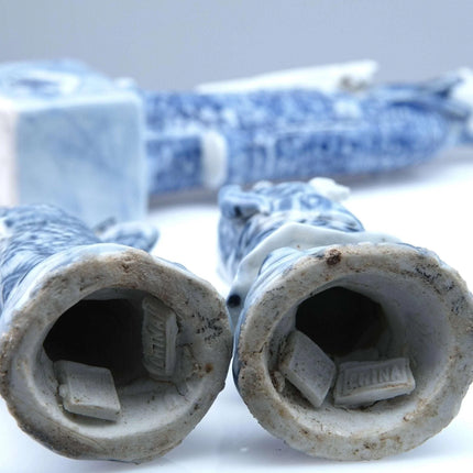 c1910 Antique Chinese Blue and Whit Fu Lu Shou Figues Lot - Estate Fresh Austin