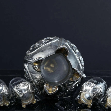 c1910 Art Nouveau 800 Silver Mounted cordial set - Estate Fresh Austin
