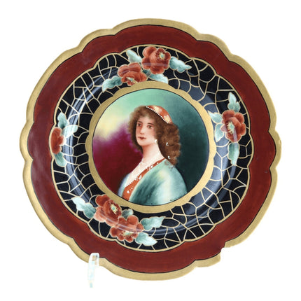 c1910 Art Nouveau Hand painted limoges portrait plate 8.5" - Estate Fresh Austin