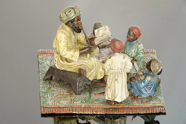 c.1910 Bergman Austrian Bronze Arab Teacher with Students Cold Painted Figure - Estate Fresh Austin