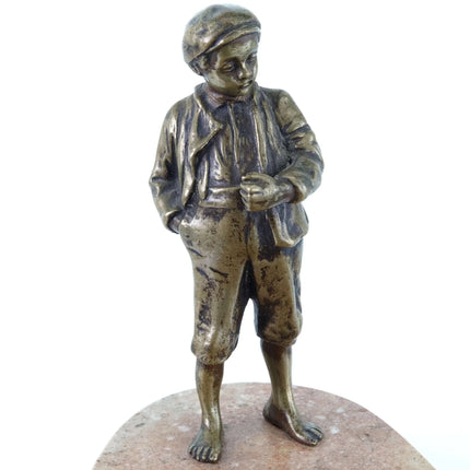 c1910 Bronze Boy Figure Marble Trinket dish Change tray - Estate Fresh Austin