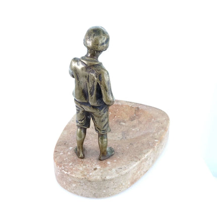 c1910 Bronze Boy Figure Marble Trinket dish Change tray - Estate Fresh Austin