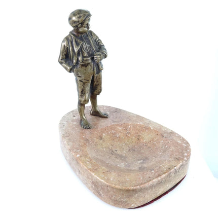 c1910 Bronze Boy Figure Marble Trinket dish Change tray - Estate Fresh Austin