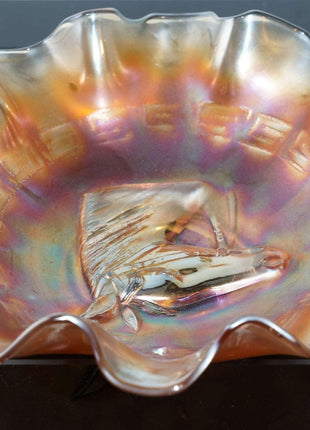 c1910 Carnival glass horse head bowl - Estate Fresh Austin