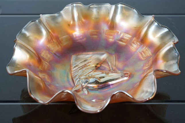 c1910 Carnival glass horse head bowl - Estate Fresh Austin