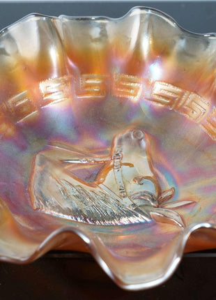 c1910 Carnival glass horse head bowl - Estate Fresh Austin