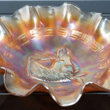 c1910 Carnival glass horse head bowl - Estate Fresh Austin