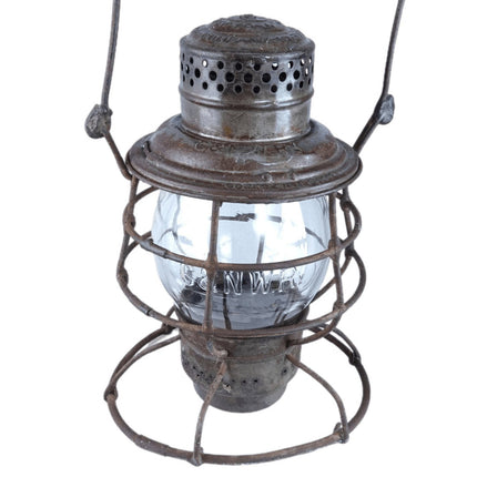 c1910 Chicago and North Western Railway C&NW RY Tall Globe Railroad lantern - Estate Fresh Austin