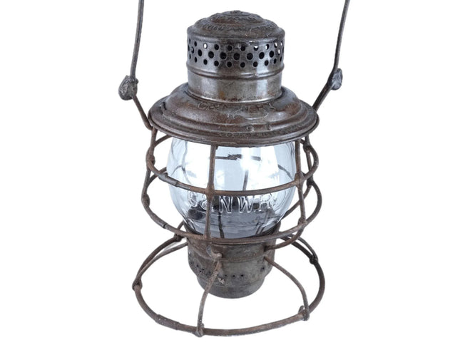 c1910 Chicago and North Western Railway C&NW RY Tall Globe Railroad lantern - Estate Fresh Austin