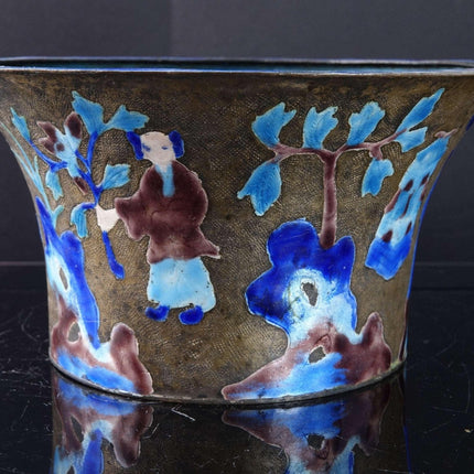 c1910 Chinese Canton Enamel Cachepot Bonsai Planter - Estate Fresh Austin