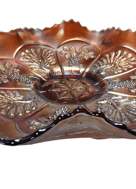 c1910 Fenton Peacock and Grape Amethyst Ruffled Bowl with Incredible Iridescence - Estate Fresh Austin