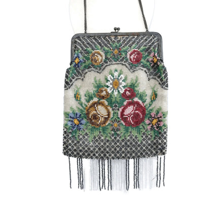c1910 German Beaded Handbag with Roses - Estate Fresh Austin