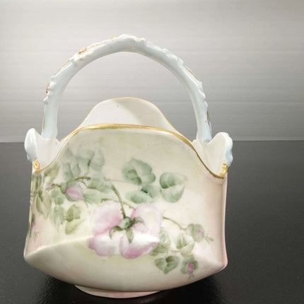 c1910 Limoges Basket Hand Painted Roses and Heavy Gold - Estate Fresh Austin