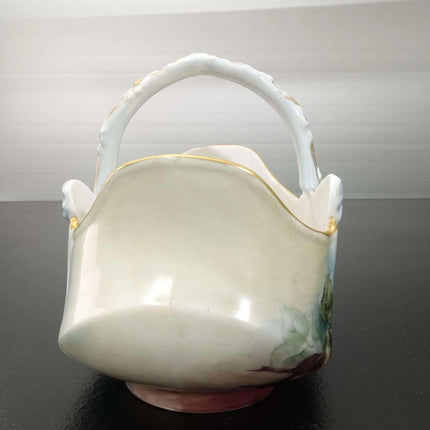 c1910 Limoges Basket Hand Painted Roses and Heavy Gold - Estate Fresh Austin