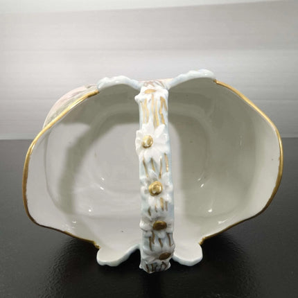 c1910 Limoges Basket Hand Painted Roses and Heavy Gold - Estate Fresh Austin