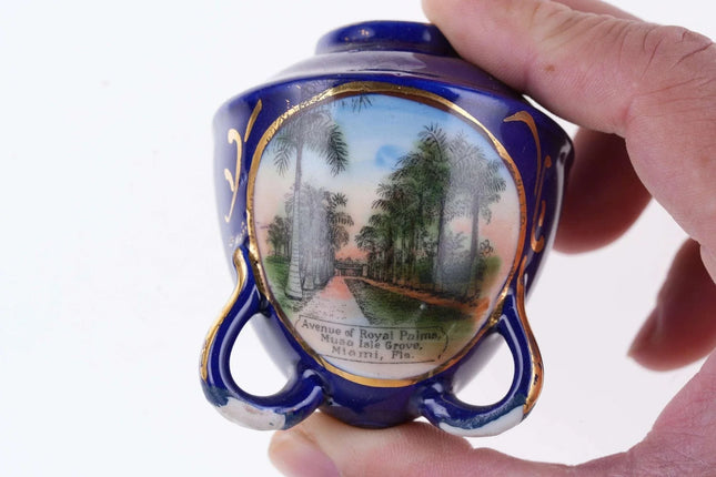 c1910 Miami Florida Avenue of Royal Palms Musa Isle Grove Cobalt German Souvenir - Estate Fresh Austin