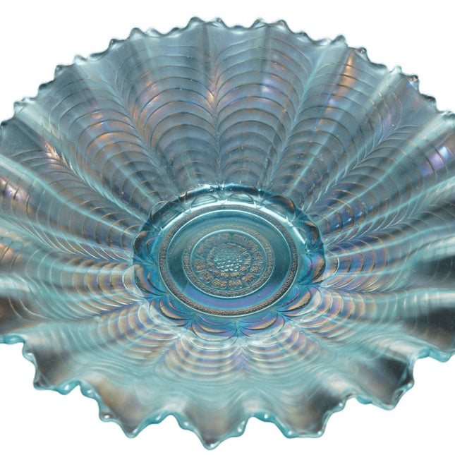 c.1910 Northwood Ice Blue Carnival Glass bowl in Nippon Pattern - Estate Fresh Austin