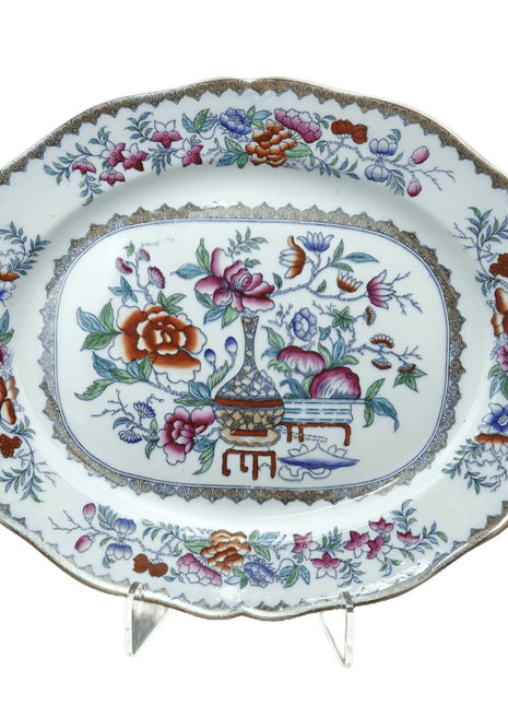 c1910 Royal Doulton Bottle Japan Chinoisiere Imari British Imari Platter with Po - Estate Fresh Austin