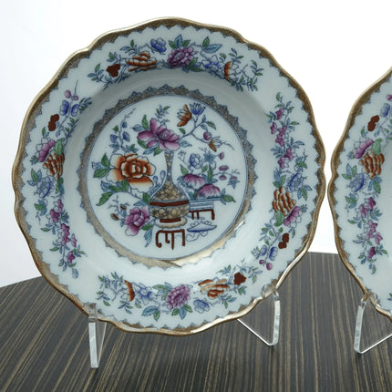 c1910 Royal Doulton Bottle Japan Chinoisiere Imari British Imari Rim Soup Bowls - Estate Fresh Austin