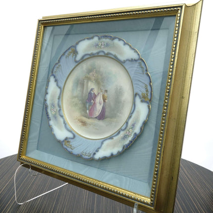 c1910 Sevres Style Muville Artist Signed Hand Painted Courting Cabinet Plate - Estate Fresh Austin