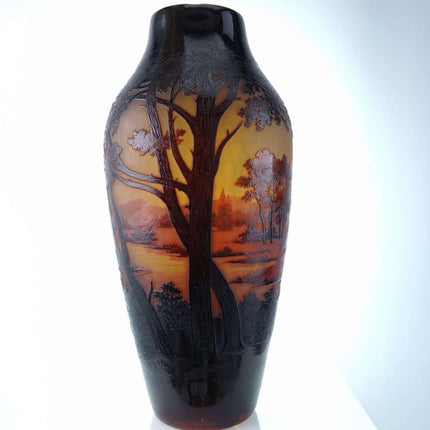 c1910 St Louis D'Argental French Scenic Cameo Glass Vase with Shepherd Scene 11. - Estate Fresh Austin