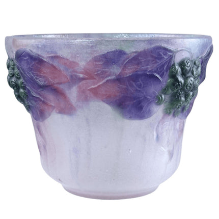 c1920 Argy Rousseau Pate De Verre Bowl in the Ivy Pattern - Estate Fresh Austin