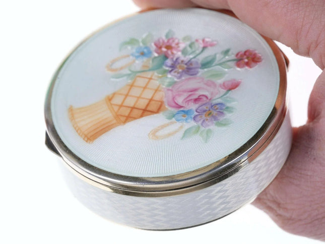 c1920 Art Deco 935 Silver guilloche enamel box - Estate Fresh Austin
