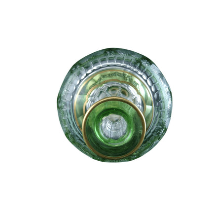 c1920 Art Deco Green Cut Overlay Glass Deacanter with Sterling silver mount - Estate Fresh Austin