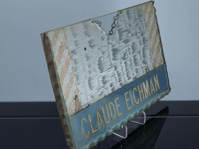 c1920 Barber's Licence and Nameplate Holder Sam R Tatum San Antonio Texas Claude - Estate Fresh Austin