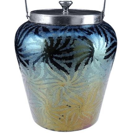 c1920 Bohemian Art Deco Iridescent art glass biscuit jar - Estate Fresh Austin