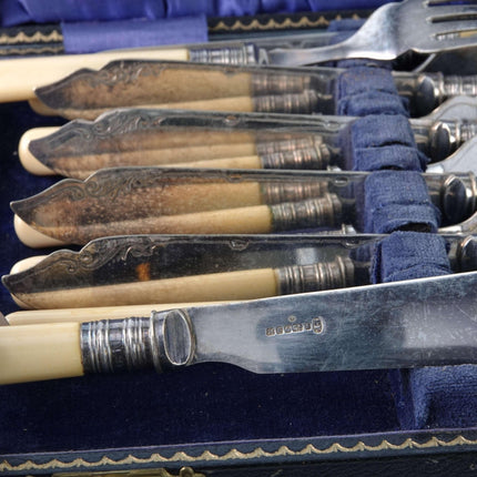 c1920 British Boxed Fish set with Celluloid handles - Estate Fresh Austin