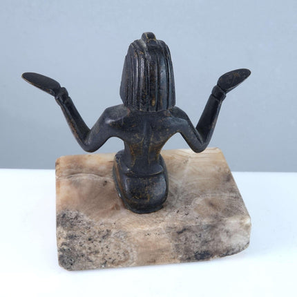 c1920 Egyptian Revival Bronze paperweight sculpture on marble base - Estate Fresh Austin