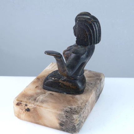 c1920 Egyptian Revival Bronze paperweight sculpture on marble base - Estate Fresh Austin