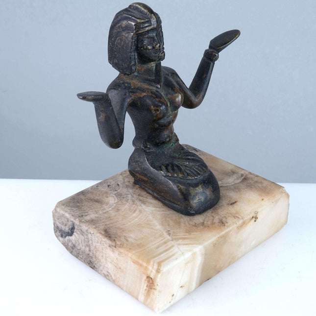 c1920 Egyptian Revival Bronze paperweight sculpture on marble base - Estate Fresh Austin