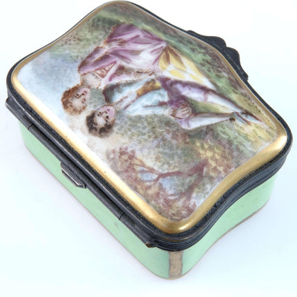 c1920 French Hand painted Trinket box with courting scene - Estate Fresh Austin