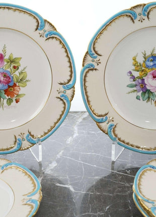 c1920 Joseph Colclough Minton Hand painted dinner plate set (5) - Estate Fresh Austin