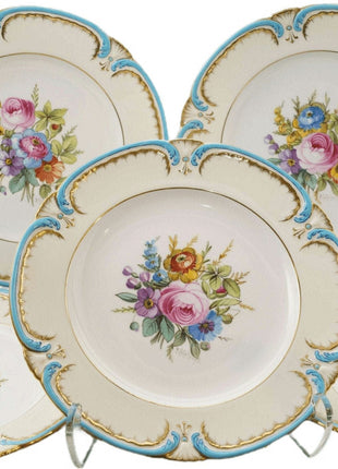 c1920 Joseph Colclough Minton Hand painted dinner plate set (5) - Estate Fresh Austin