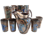 c1920 Rene Brenner Bayeux Tapestry Lustre French Folk Art Pottery Water Set 11 P - Estate Fresh Austin